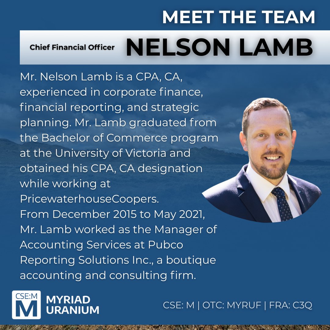Behind every success is the strength of the team. 
Meet Our Team 👇🧑‍💼

Ticker: CSE: M | OTCQB: MYRUF | FRA: C3Q
Website: myriaduranium.com

#uranium #nuclearenergy