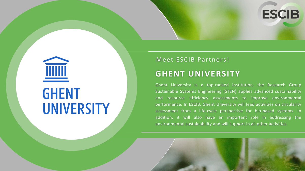 ESCIB Project (@escib) on Twitter photo Meet Our ESCIB Project Partner: Ghent University!
Ghent University’s Research Group on Sustainable Systems Engineering (STEN) applies advanced sustainability and resource efficiency assessments to boost environmental performance.
#ESCIB_EU #Bioeconomy #Sustainability Meet Our ESCIB Project Partner: Ghent University!
Ghent University’s Research Group on Sustainable Systems Engineering (STEN) applies advanced sustainability and resource efficiency assessments to boost environmental performance.
#ESCIB_EU #Bioeconomy #Sustainability