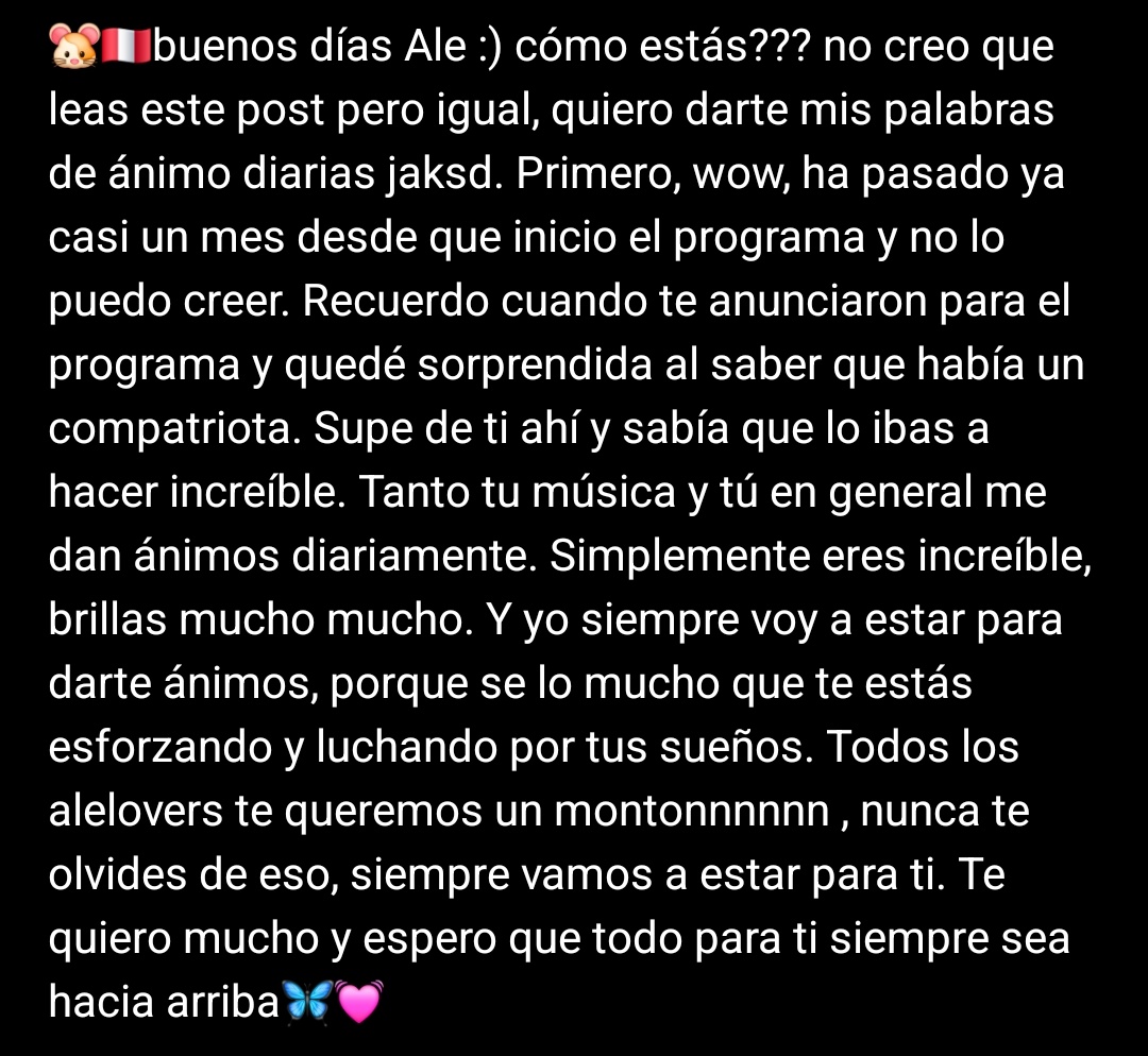 💬 Weverse | #ALEJANDRO 100925

🐻: Que lindas palabrass, te juro que me motivan a seguir dándole duro. Tengo la mayor fuerza con ustedes que es el amor, nadie nos va a parar.

Los amo. 

#SANTOS_BRAVOS <a href="/santos_bravos/">Santos Bravos</a>