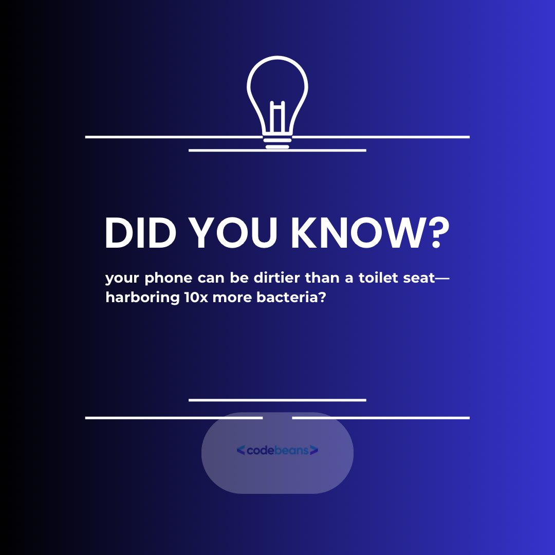 _codebeans's tweet image. 🚨 DID YOU KNOW? 🚨
Your phone might be the real villain here… carrying 10x more bacteria than a toilet seat!
So yeah… maybe don’t eat that snack after scrolling
#DirtyLittleSecret #PhoneFacts #StayClean #DidYouKnow #TooCloseForComfort #GermAlert