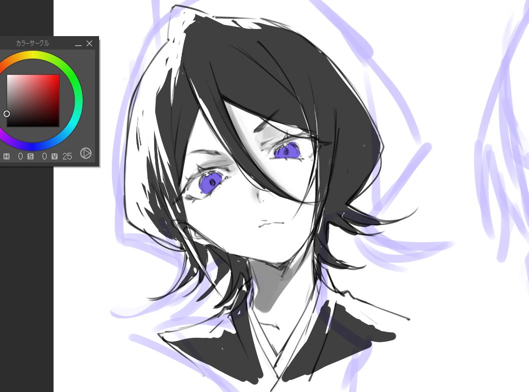 久しぶりにこの髪型のルキア描いたかも