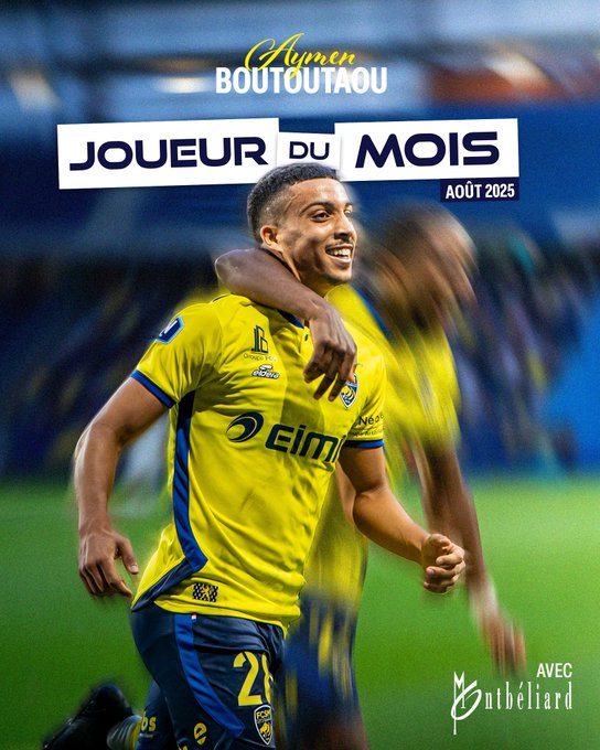 🟡🔵  Aymen Boutouatou est désigné meilleur joueur du mois par les supporters sochaliens ! 

📸<a href="/FCSM_officiel/">FC Sochaux-Montbéliard</a>