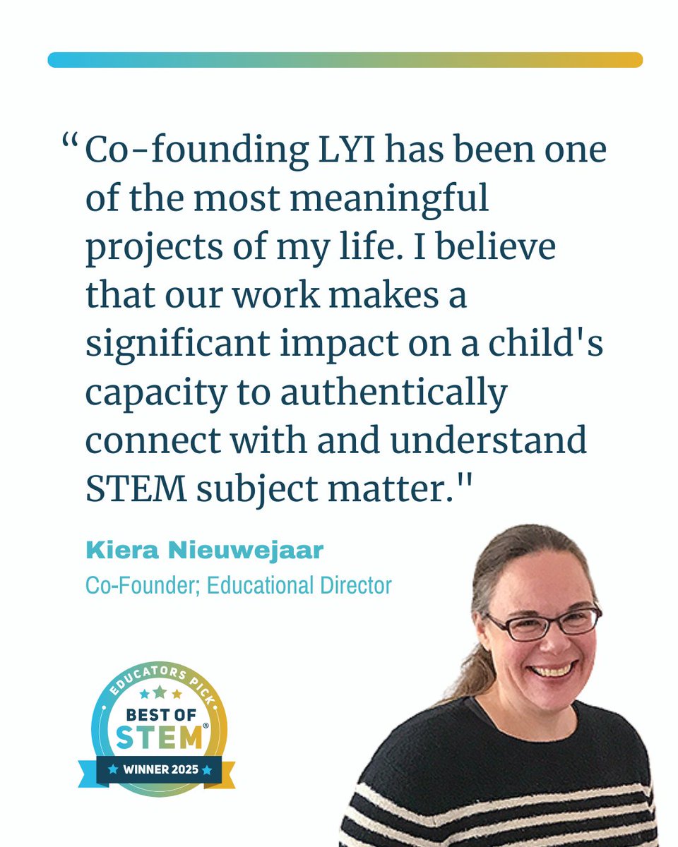 the_lyi's tweet photo. What does it mean to be named a 2025 Best of STEM® Winner? Hear it straight from our Founders!
These reflections demonstrate why this recognition matters: because it’s powered by more than 267,000 STEM educators nationwide.

#BestOfSTEM #ElementarySTEM #HandsOnLearning #EdTech https://t.co/LBN7SyqzZ9