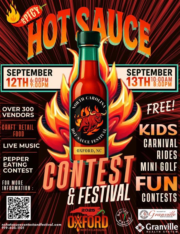 Mark your calendars — the NC Hot Sauce Festival kicks off this weekend in Oxford! 🎉 Stop by our booth and enjoy a weekend packed with food, music, and community fun. 💜 #TransitionsLifeCare #HotSauceFestival2025 #hapc #communityevent