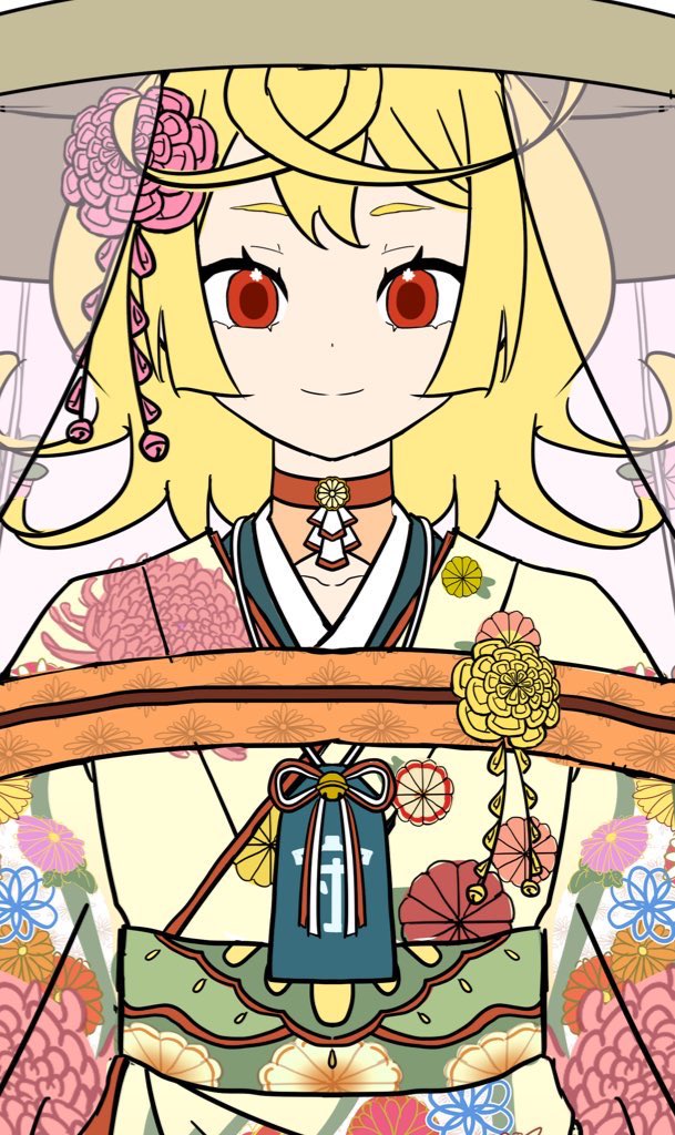 この子、nizimaの次のにじコン39に出すために描いてるんだけど、にじコン39ではLive2D作品のみの選考らしくて…まさか自分でモデリングするんですか…？になっています…一応モデリング経験はあるけど…！
柄とつまみ細工頑張るので応援してほしい…🥲