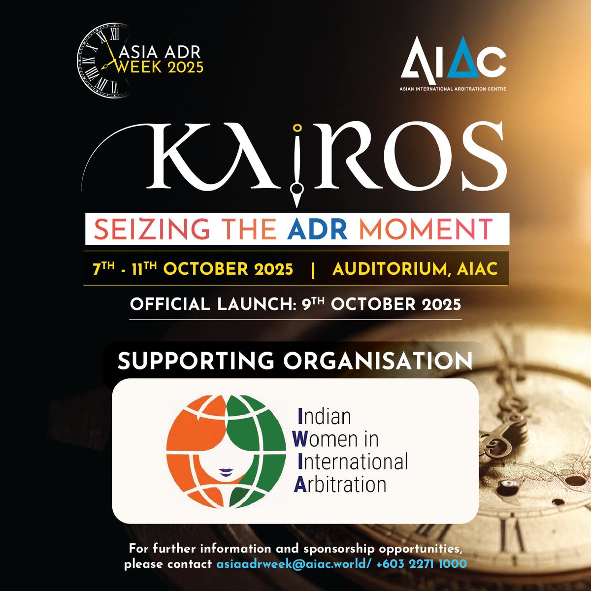 Indian Women in International Arbitration is pleased to be the Supporting Organisation for the AIAC’s Asia ADR Week 2025 themed “Kairos: Seizing the ADR Moment!”

Date: 7th – 11th October 2025

Register here: bit.ly/AsiaADRWeek202…