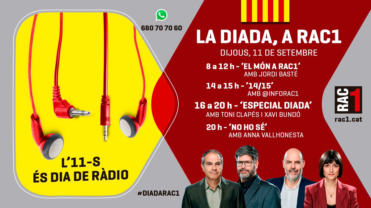 🔴 Comença l' 'ESPECIAL DIADA' al 'Versió RAC1'

📻 Segueix-ho en directe: rac1.cat/directe