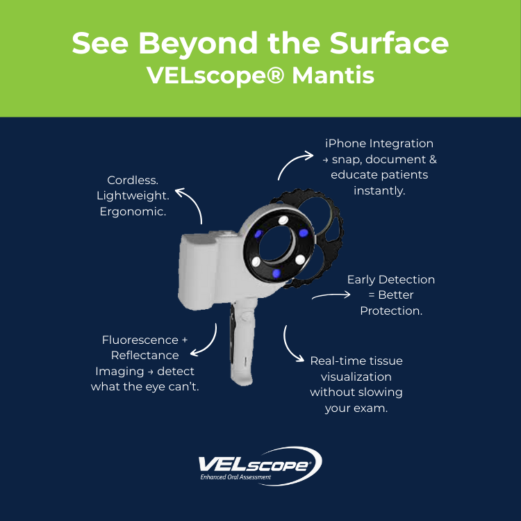 VELscope's tweet photo. The VELscope Mantis takes oral cancer screenings and tissue visualization to a whole new level with fluorescence + reflectance imaging, iPhone photo integration, and ergonomic design that fits seamlessly into your workflow.

👉 Read the full feature: https://t.co/5qKdKODvld https://t.co/1QLkWkhm6y