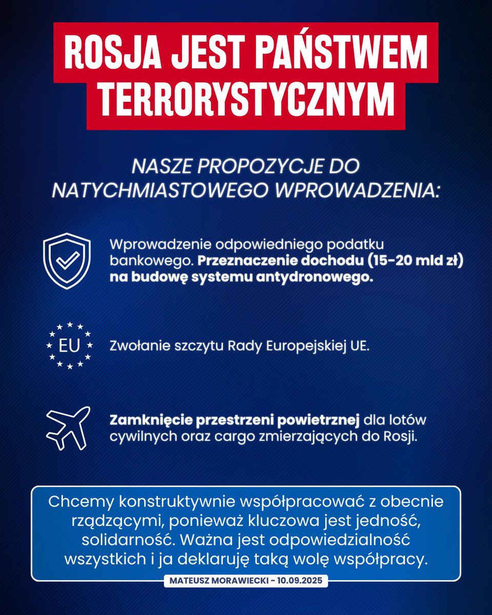 MorawieckiM's tweet image. Rosja to państwo terrorystyczne.

Zapoznaj się z propozycjami, jeżeli je popierasz to udostępnij już teraz! ⤵️