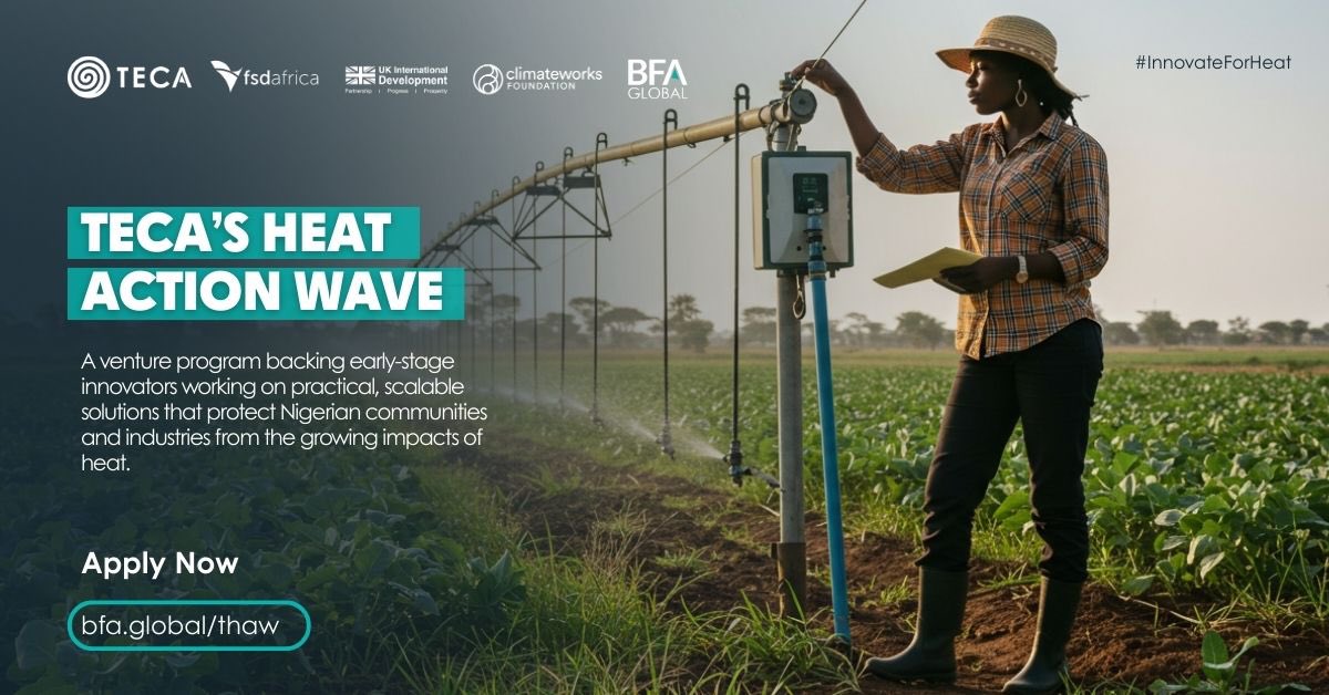ukngtechhub's tweet photo. Extreme heat is a growing risk. The TECA Heat Action Wave (THAW) is backing Nigerian startups with solutions to protect lives + livelihoods.

🌱 Tailored support
🌍 Expert coaching
🤝 Network access
📅 Apply by Sept 16

🔗 https://t.co/kT9nsubZz8 https://t.co/EGmpu1WFeY