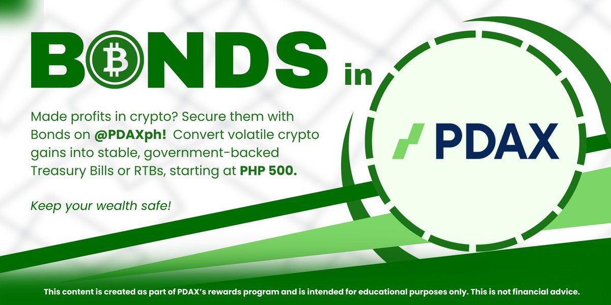 𝐒𝐦𝐚𝐫𝐭 𝐦𝐨𝐯𝐞, 𝐥𝐞𝐬𝐬 𝐫𝐢𝐬𝐤! 

You can invest in @PDAXph Bonds—secure 6% p.a. returns with gov’t-backed RTBs or 5.75% APY on T-Bills from just PHP 500. 

𝘉𝘦𝘢𝘵 𝘣𝘢𝘯𝘬 𝘳𝘢𝘵𝘦𝘴 𝘣𝘺 3𝘹, 𝘴𝘵𝘳𝘦𝘴𝘴-𝘧𝘳𝘦𝘦! 

@PDAXph #PDAX