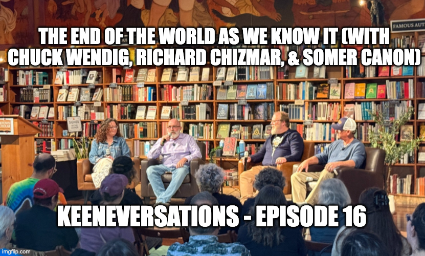BrianKeene's tweet photo. On this week's KEENEVERSATIONS, Brian, Chuck Wendig, Richard Chizmar, and Somer Canon discuss their involvement in The End of the World As We Know It: New Tales of Stephen King's The Stand, and what comes next. (Recorded live at Midtown Scholar Bookstore). https://t.co/Cy1Vvkgiu5 https://t.co/0qPVLpZbcY