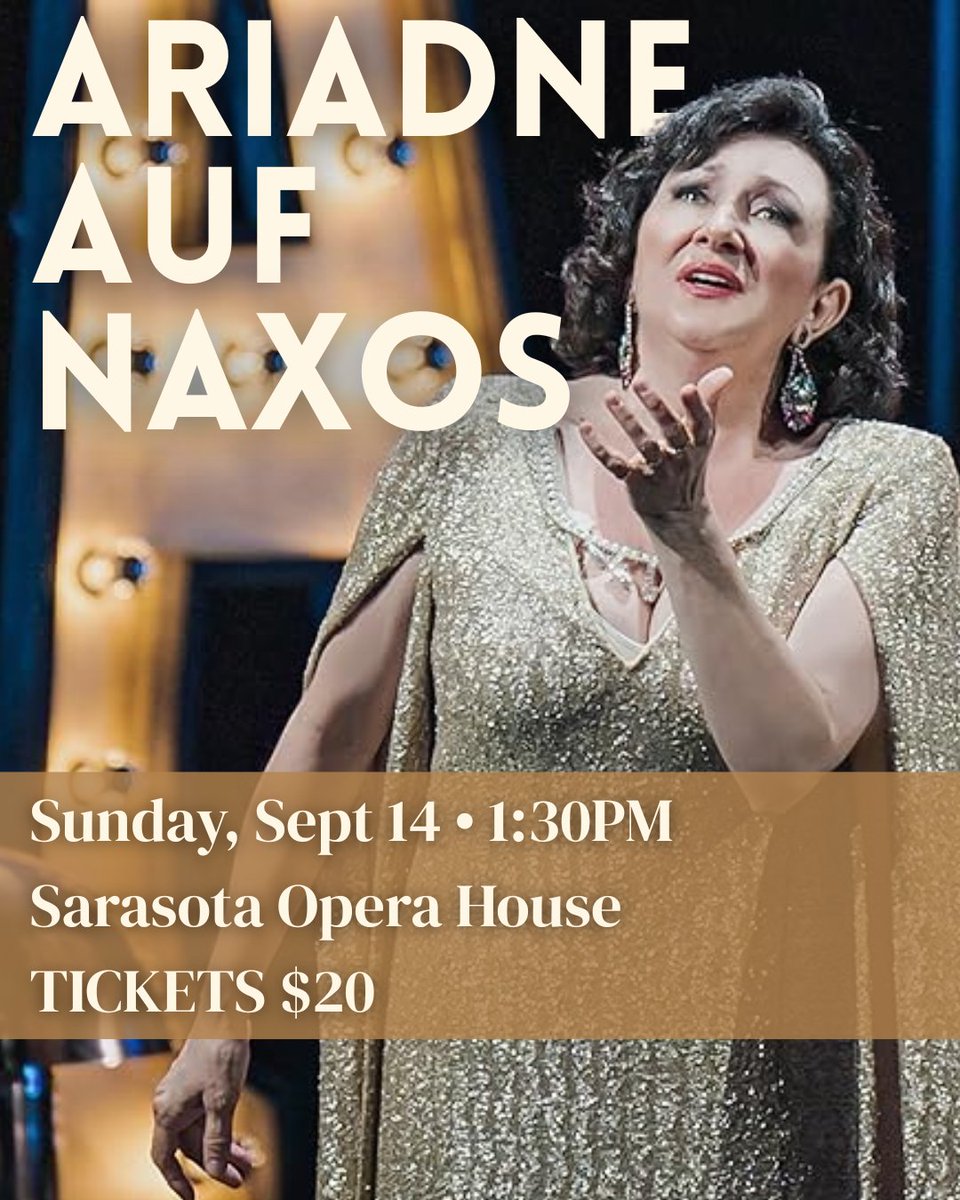Escape into Strauss’ world of love, comedy, and breathtaking music!
Join us at the Sarasota Opera House for a special screening of Ariadne auf Naxos! Purchase tickets here: ow.ly/uvUv50WTNKn