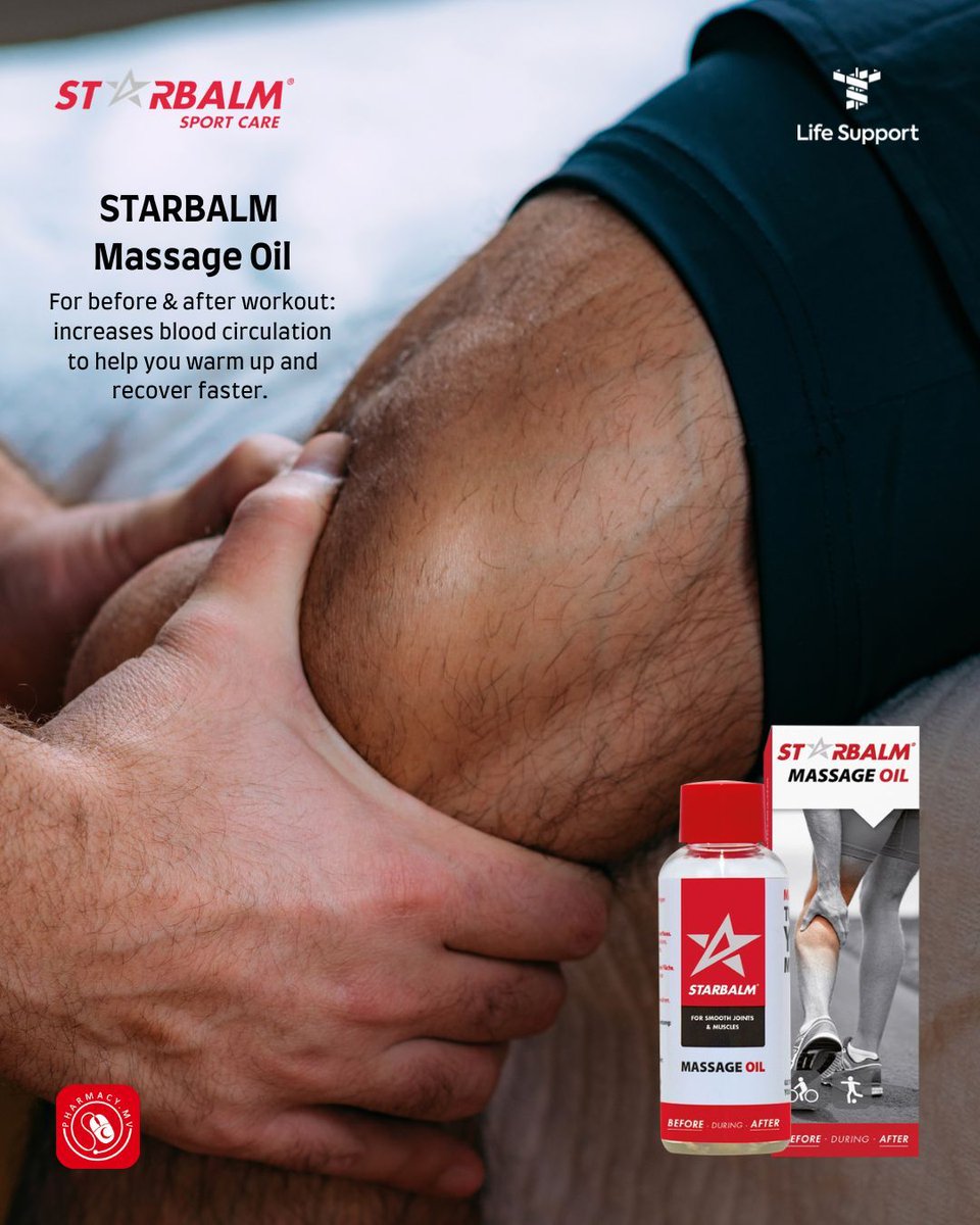 LifeSupportMV's tweet image. STARBALM® massage oil helps your skin feel a bit rougher, making massages more effective. As it warms your skin by boosting blood circulation, you recover faster post-exercise. #Lifesupport #Starbalm #exercisewithaplan #injuryrecovery #SportsInjury #WorkoutPrep #ActiveLifestyle
