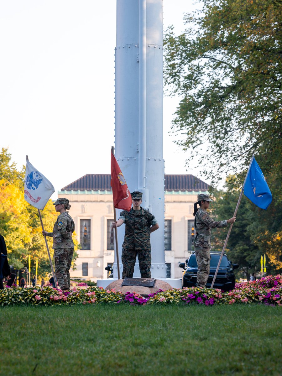 UMich's tweet image. In honor and in memory of those who lost their lives on September 11, 2001, U-M’s four ROTC programs held a flagpole vigil this morning in which they took shifts standing guard at the Diag flagpole.
