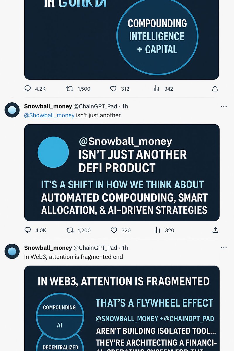 BTC5.bnb (Ø,G) (✸,✸)Anomage🧙♂️,🛠 HUDL KGeN 🧙 (@grootanderson33) on Twitter photo The future of wealth isn’t about one-off gains.
It’s about compounding intelligence+capital.
That’s where
<a href="/snowball_money/">Snowball Money</a>
steps in.
With platforms like
<a href="/ChainGPT_Pad/">ChainGPT Pad (Buzzing)</a>
fueling innovation.
$SNOWAI #Snowball
<a href="/Chain_GPT/">ChainGPT</a>
#ChainGPT $CGPT The future of wealth isn’t about one-off gains.
It’s about compounding intelligence+capital.
That’s where
<a href="/snowball_money/">Snowball Money</a>
steps in.
With platforms like
<a href="/ChainGPT_Pad/">ChainGPT Pad (Buzzing)</a>
fueling innovation.
$SNOWAI #Snowball
<a href="/Chain_GPT/">ChainGPT</a>
#ChainGPT $CGPT