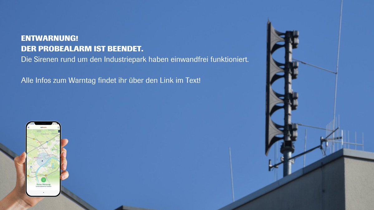 Der #Sirenenprobealarm im Rahmen des Bundesweiten #Warntages war erfolgreich: Die Sirenen um den #IndustrieparkHöchst funktionieren einwandfrei. infraserv.com/de/medien/pres…