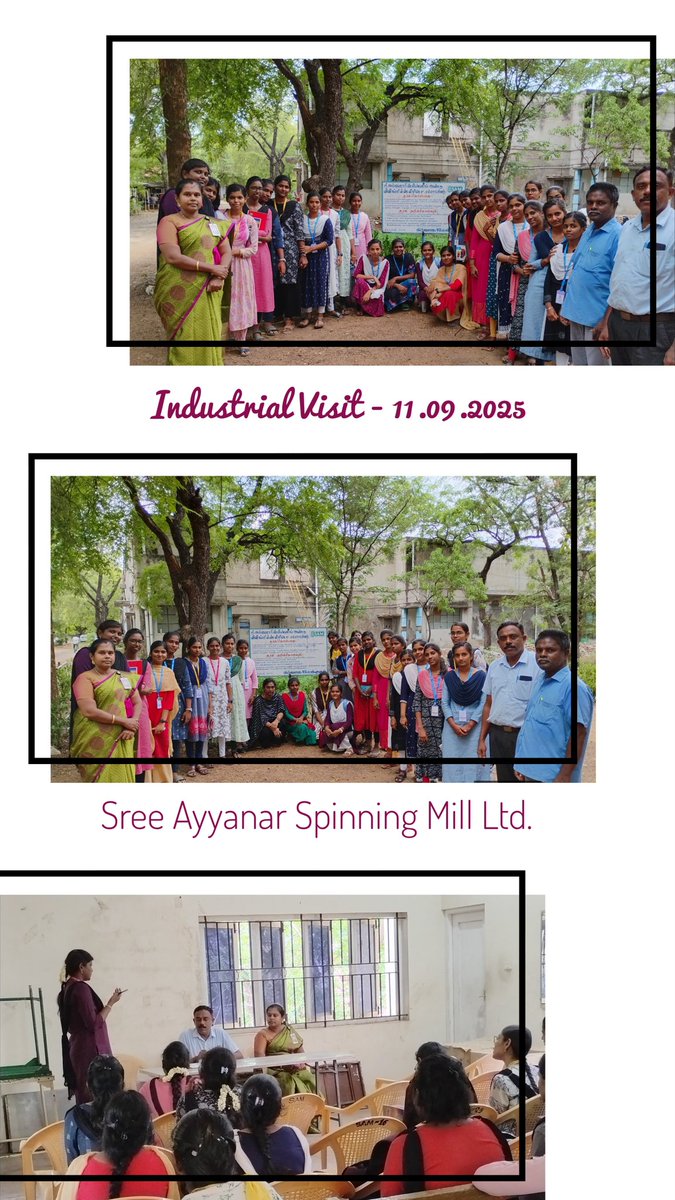 VVVanniaperumal's tweet image. Our III B.Sc. Home Science – Nutrition & Dietetics students visited Sree Ayyanar Spinning Mill Ltd. on 11.09.2025. They gained first-hand exposure to textile processing and the various stages of spinning
#vvvc
#IndustrialVisit #TextileProcessing