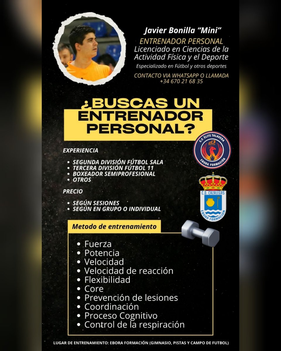 Cantera Cazalegas Élite Ébora Formación (@canteracfelite1) on Twitter photo 🆕️ 𝗘𝗻𝘁𝗿𝗲𝗻𝗮𝗱𝗼𝗿 𝗣𝗲𝗿𝘀𝗼𝗻𝗮𝗹 🔝
¿Quieres mejorar tu rendimiento deportivo? La <a href="/Ciudadeborafor/">Ciudaddeportivaeboraf</a> es tu 🏟 lugar!!!
Contacta con 𝗝𝗮𝘃𝗶𝗲𝗿 𝗕𝗼𝗻𝗶𝗹𝗹𝗮 "𝗠𝗶𝗻𝗶" y elije tu método de entrenamiento. instagram.com/p/DOdwR43iFFC/… 🆕️ 𝗘𝗻𝘁𝗿𝗲𝗻𝗮𝗱𝗼𝗿 𝗣𝗲𝗿𝘀𝗼𝗻𝗮𝗹 🔝
¿Quieres mejorar tu rendimiento deportivo? La <a href="/Ciudadeborafor/">Ciudaddeportivaeboraf</a> es tu 🏟 lugar!!!
Contacta con 𝗝𝗮𝘃𝗶𝗲𝗿 𝗕𝗼𝗻𝗶𝗹𝗹𝗮 "𝗠𝗶𝗻𝗶" y elije tu método de entrenamiento. instagram.com/p/DOdwR43iFFC/…