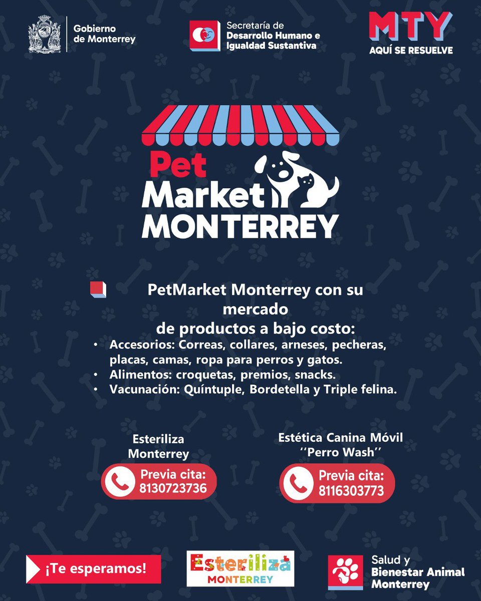 Ven a la Feria de Bienestar Animal que tiene totalmente gratis: adopciones, atención veterinaria, corte de uñas, desparasitación, accesorios, alimentos y vacunación.

Además, no te puedes perder la exhibición de la unidad canina de nuestra Policía de Monterrey. 

#AquíSeResuelve