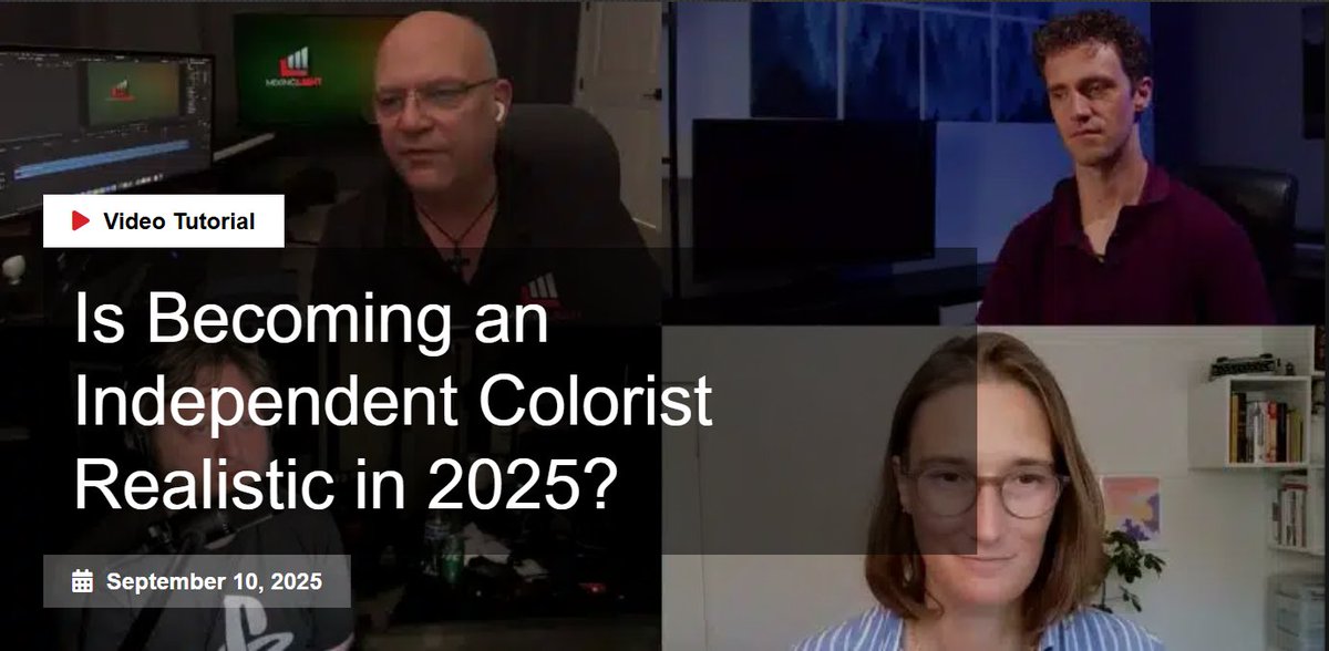Wondering if you can thrive as an indie colorist in 2025? Explore financial tips, transition strategies, and insights from professionals Katie Hinsen, Billy Causey, Bernd Klimm, and Patrick Inhofer.
mixinglight.com/color-grading-…