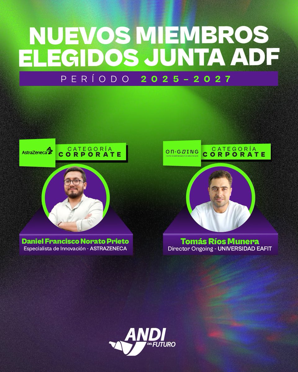 andidelfuturo's tweet photo. La Junta Directiva eligió nuevos miembros Corporativos.
Llegan con toda para representar a quienes construyen país desde la gran empresa que abre cancha a las startups. 
Nuestro propósito: crecer, transferir conocimiento y transformar Colombia desde alianzas corporativo + startup https://t.co/U6J1ve05cE