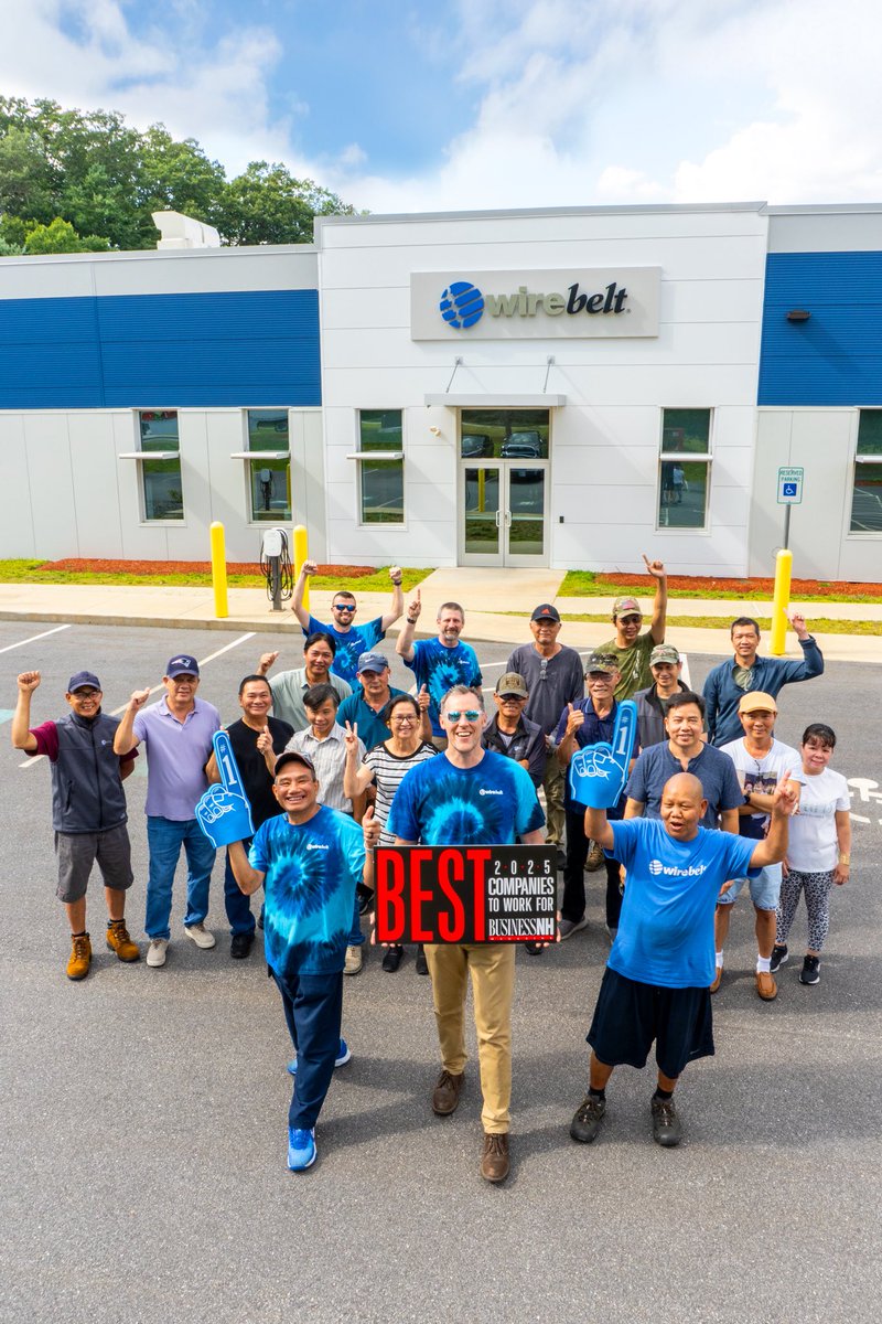 WireBeltCo's tweet image. Big news! 🎉 @BusinessNHMag named Wire Belt the #1 Best Company to Work For in 2025 🏆 Huge thanks to our amazing team who make Wire Belt the BEST! 💙 #BestCompaniesToWorkFor #TeamWireBelt