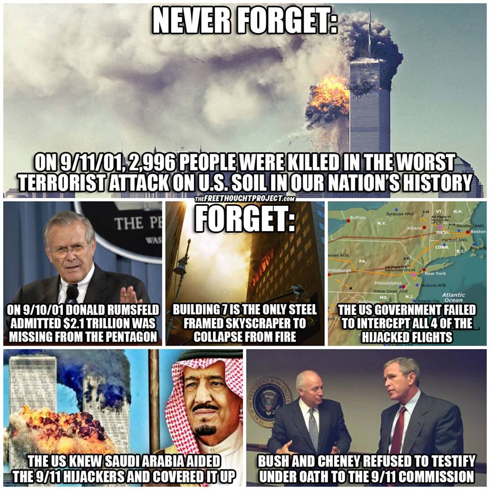 JasonBassler1's tweet photo. 9/11 Never Forget.... these facts! Via: @TheFreeThought2 https://t.co/r97V06mg8V
