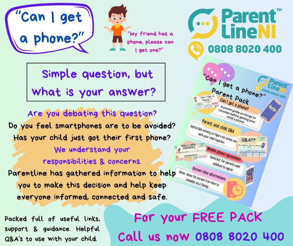 This may be a useful tool for those parents thinking of buying your child their first mobile phone. 

New -FREE- <a href="/ParentlineACT/">Parentline</a> resource Can I Get a Phone?
