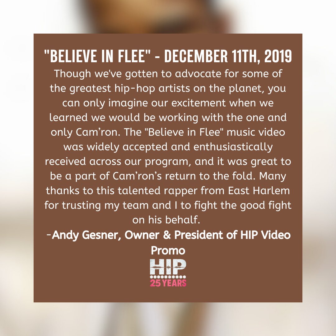 HIPVideoPromo's tweet image. Though we've gotten to advocate for some of the greatest hip-hop artists on the planet, you can only imagine our excitement when we learned we would be working with the one and only Cam'ron... #25YearsofHIPVideoPromo #businessanniversary