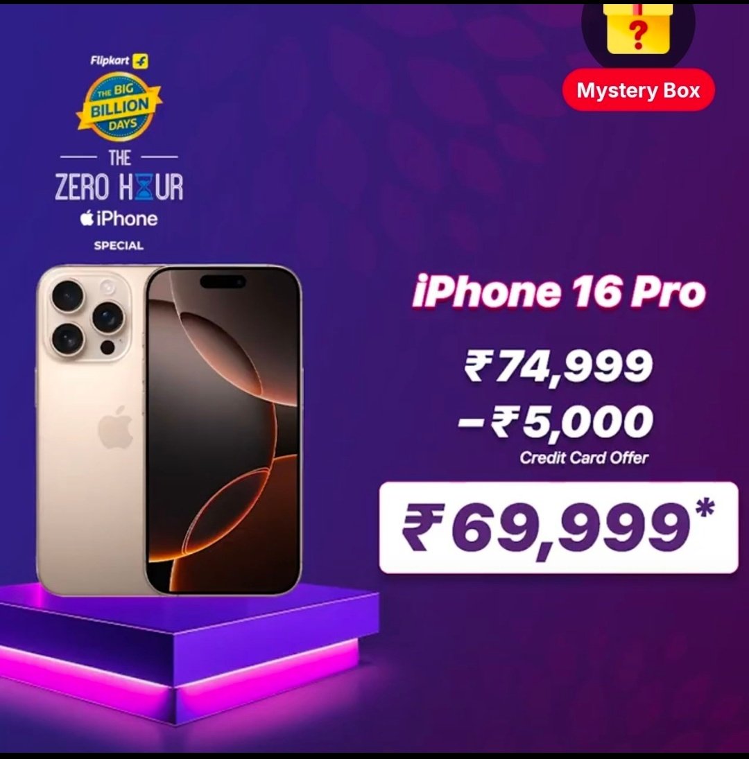 tarun_AI's tweet photo. iPhone Flipkart  16, 16 Pro &amp; 16 Pro Max BBD Sale Price ⬇️⬇️ https://t.co/HEiVwZqMSy