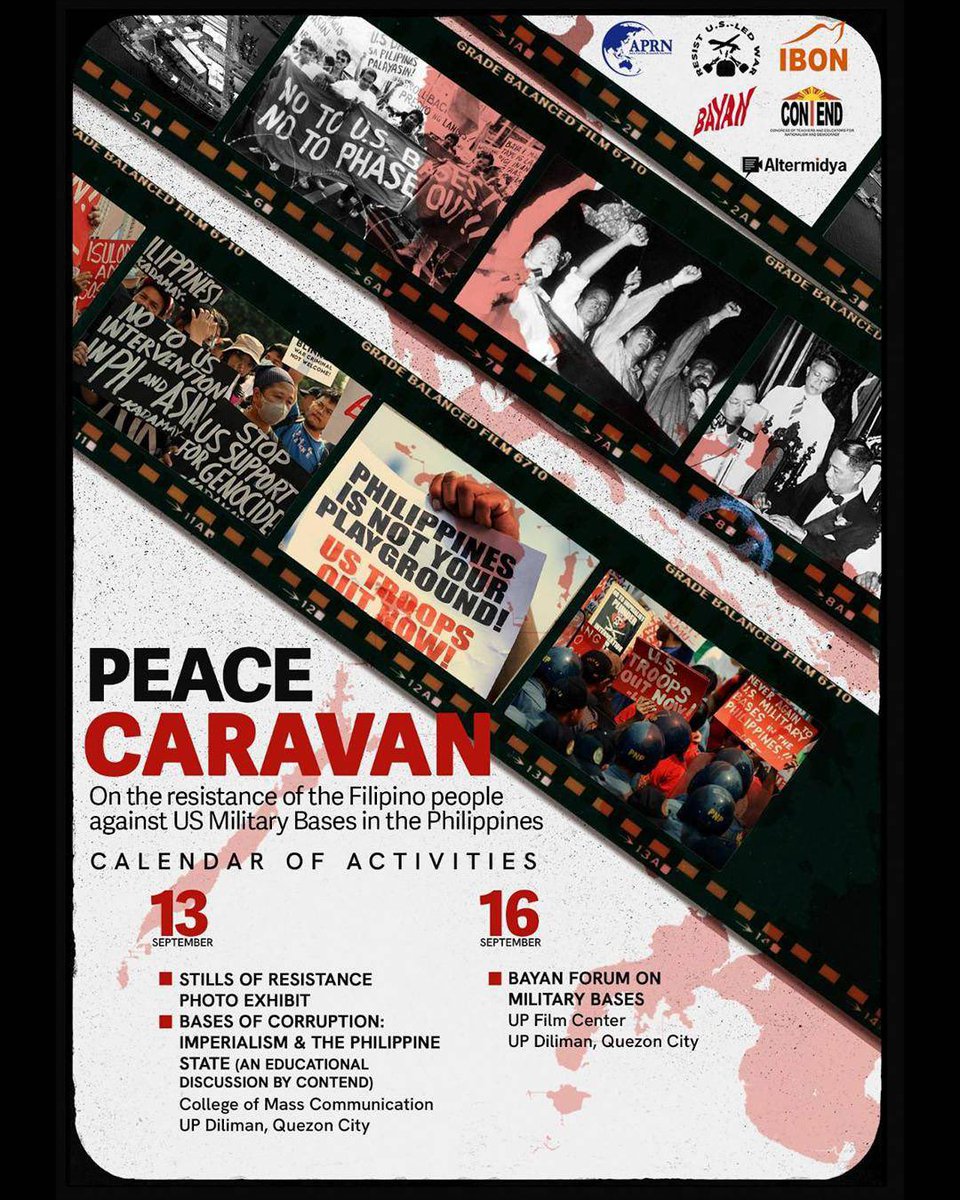 From Okinawa to Jeju, the Philippines to Guam, peoples across the Asia Pacific rise against US military bases!

We resist displacement, violence and war, and fight for sovereignty and peace.

Join the #PeaceCaravan! Resist US-led wars, down with US imperialism!