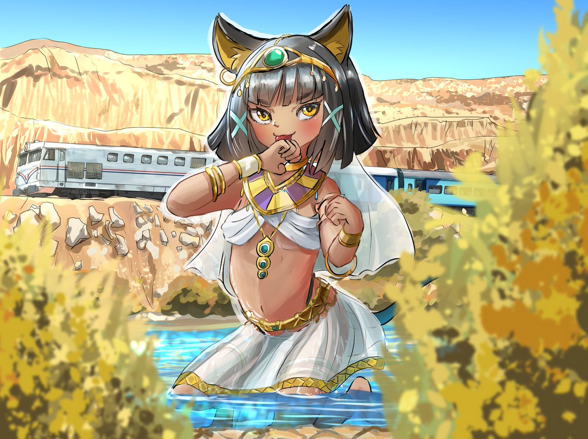 「今話題のエジプト褐色猫耳なんとか、 描きたくなって描いてまいました」|ほし（旅イラスト＆水中写真）のイラスト