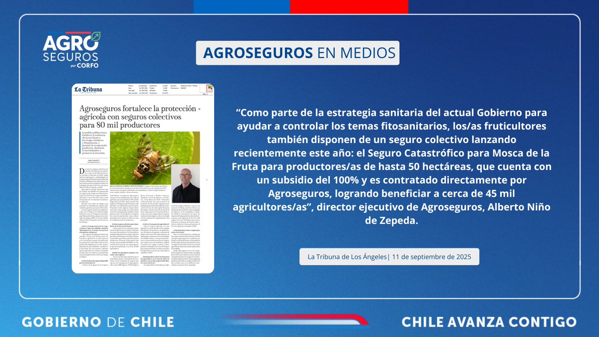 🗞️#AgrosegurosEnLaPrensa | "AGROSEGUROS FORTALECE LA PROTECCIÓN AGRÍCOLA CON SEGUROS COLECTIVOS PARA 80 MIL PRODUCTORES"

Lee más en <a href="/latribunacl/">Diario La Tribuna</a> 

➡️bit.ly/3VKwBfu