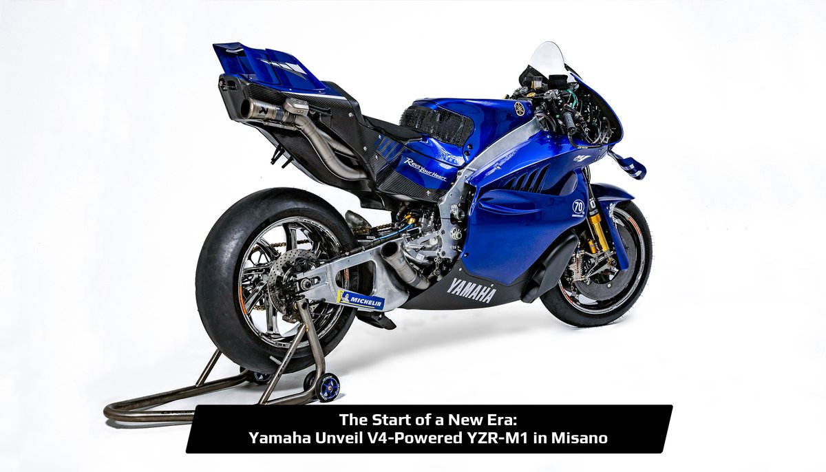 YamahaMotoGP's tweet photo. 📰 The Start of a New Era: Yamaha Unveil V4-Powered YZR-M1 in Misano

🔗  https://t.co/5tksBiEIjM

#PlanV | #TheBlueShift | #YamahaFactoryRacing | #MotoGP | #YamahaMotoGP https://t.co/W5j7BbsYHu