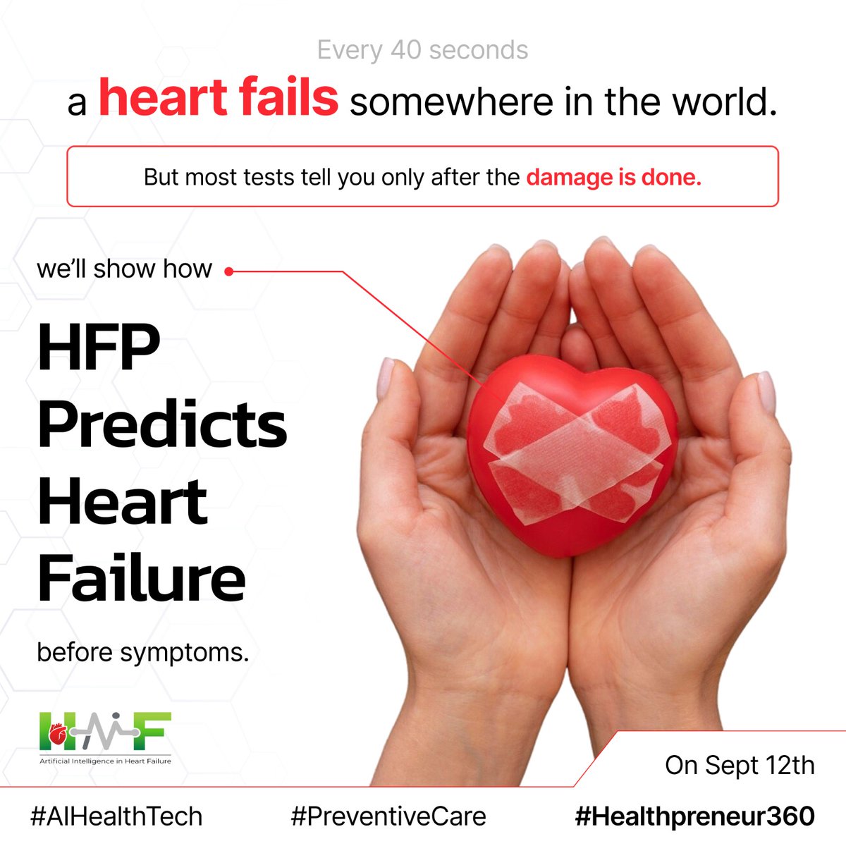 HaifTech's tweet image. The HAIF team is gearing up for Healthpreneur 360 🚀

Meet us in Bengaluru → Sept 12th.

HFP identifies patients at risk of heart dysfunction and HF, well before symptoms appear.

📍 Find us at the innovation showcase.
events.tie.org/Bangalore/Heal…