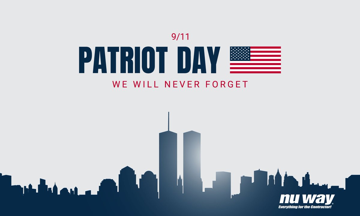 Today, we pause to remember and honor the victims, families, and heroes of September 11.  We reflect on the courage, sacrifice, and unity that became the foundation of resilience for our nation during that time.

#nuwayinc #nuwayrents #nuwayfab #everythingforthecontractor