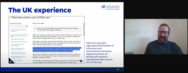 FOIA Advisory Committee members are learning about how the United Kingdom manages FOIA requests that may be burdensome or considered vexatious. More at: youtube.com/live/HPHGBV0Yb…