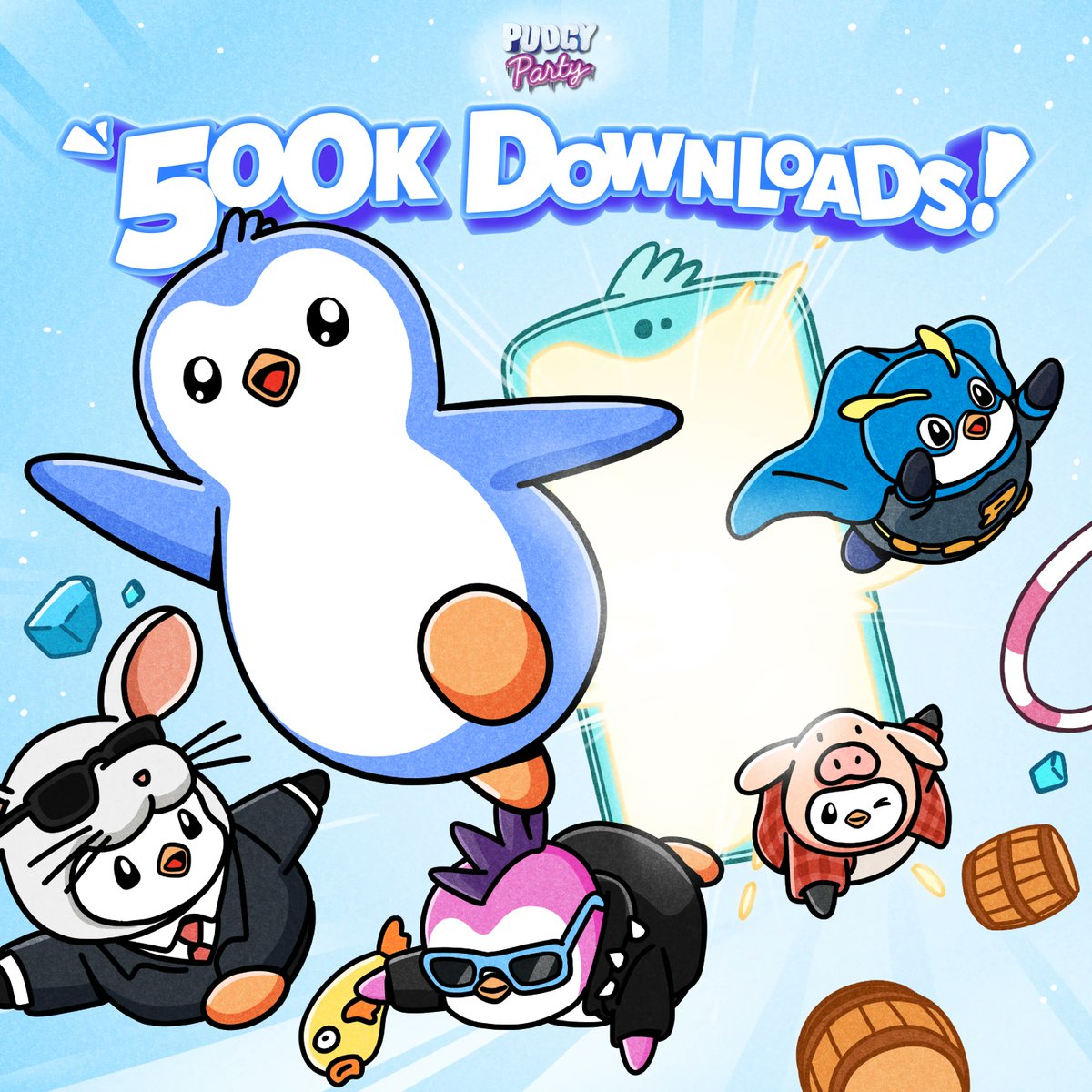 pudgypenguins's tweet image. Pudgy Party has officially passed 500,000 downloads on the Apple App Store and Google Play Store.

Billions will party 🐧