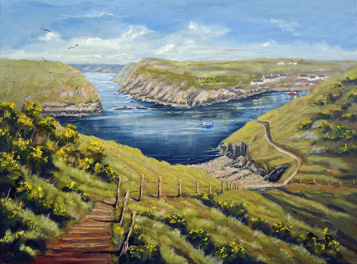 Abercastle, Pembrokeshire, 24x18inch.
With its wonderful natural harbour, Abercastle is a idyllic and very beautiful sleepy fishing village in between Fishguard and St David's here on the west coast of Wales. 
#oilpainting