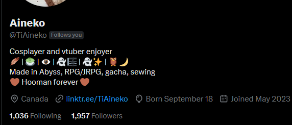 koyo_nee's tweet photo. @TiAineko this amazing, super sweet, talented cosplayer, best friend, cinnamon is missing 43 people to get to her 2025 goal of 2k followers.

I really want it to happen to her! she deserve it so much.  let's all come together to make it happen! 💜 https://t.co/O3xC3TYE6t