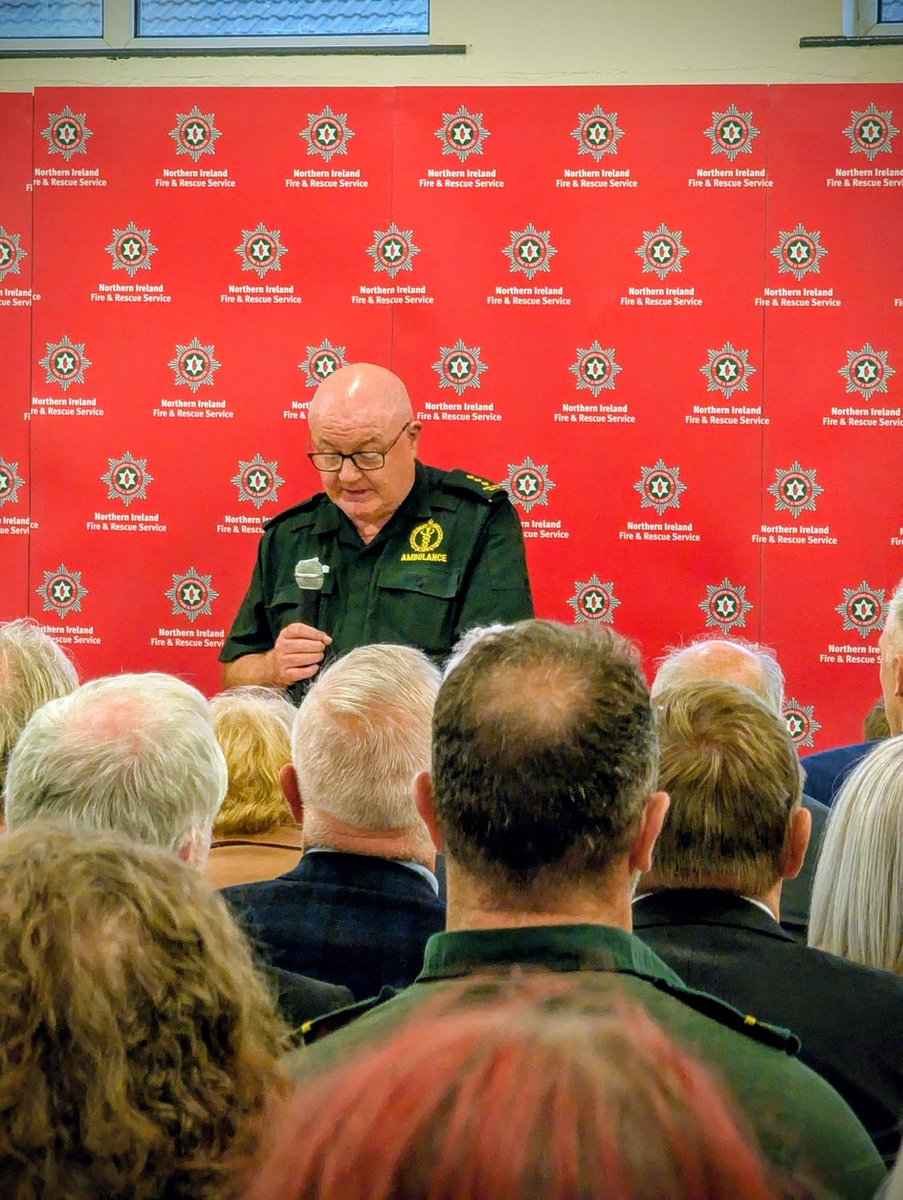 NIAS999's tweet photo. On Tuesday 9th Sep, Ballymoney Fire Station hosted a service marking the 30th anniversary of EMT Allister Barr &amp; an NIFRS colleague, Robin Neill who lost their lives on duty in 1995.

A poignant evening of tributes, plaque unveilings, prayer &amp; bell ringing. Forever remembered. https://t.co/mk4kcXfjFk