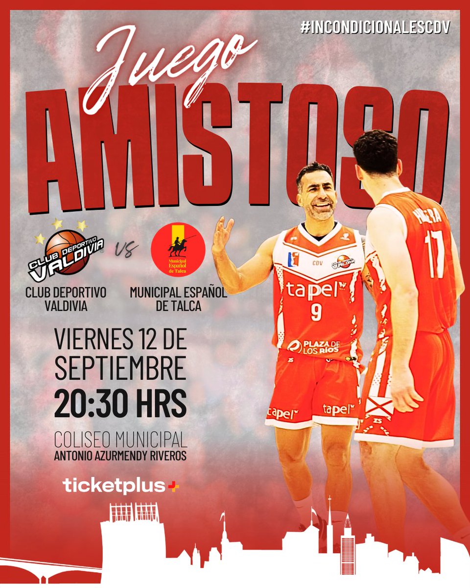 🔴 | ¡ENTRADAS A LA VENTA!

🏀Mañana recibimos la visita de Municipal Español de Talca a las 20:30 hrs.

🎟️ ticketplus.cl/events/cd-vald…

#VamosCDV #IncondicionalesCDV