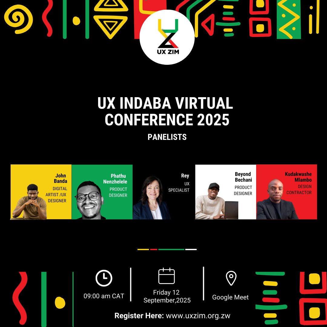 We’re excited to invite you to the UX Indaba Virtual Event tomorrow, 12 September 2025, from 9:00 AM to 12:00 PM (Google Meet).
calendar.app.google/Ybpqu4VUDE1go8…