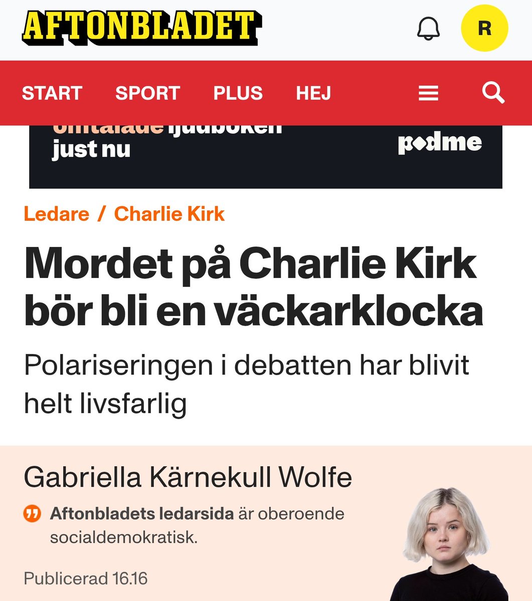 Tidningen som ligger bakom en ökad  polariseringen och att det politiska samtalet blivit omöjlig försöker nu vara de vuxna i rummet.
Fan vad vidriga ni är.