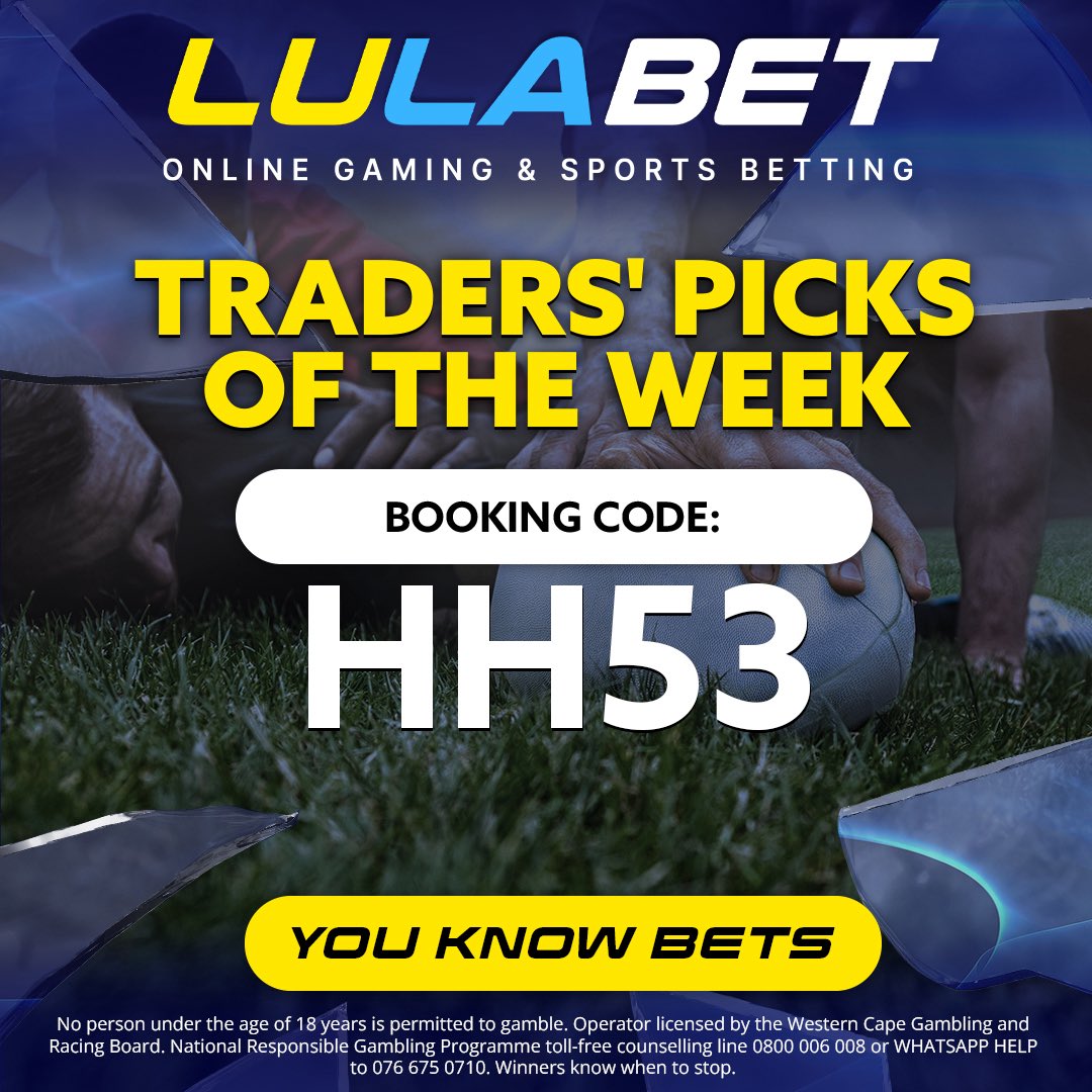 📲 PICKS OF THE WEEK 📲

Follow our Traders' Picks Of The Week using the BOOKING CODE: HH53 at 9.69 odds! 💥

⚽️ Real Madrid, Juventus, Man City &amp; PSG All To Win

Sign up &amp; bet now 👉 lulabet.co.za

🔞 18+ Only

#LulaBet