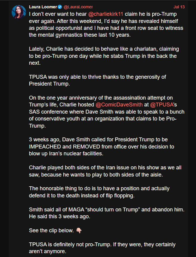 Wingnut_Watch's tweet image. Laura Loomer said this and yet the right without any info, is blaming the "left."