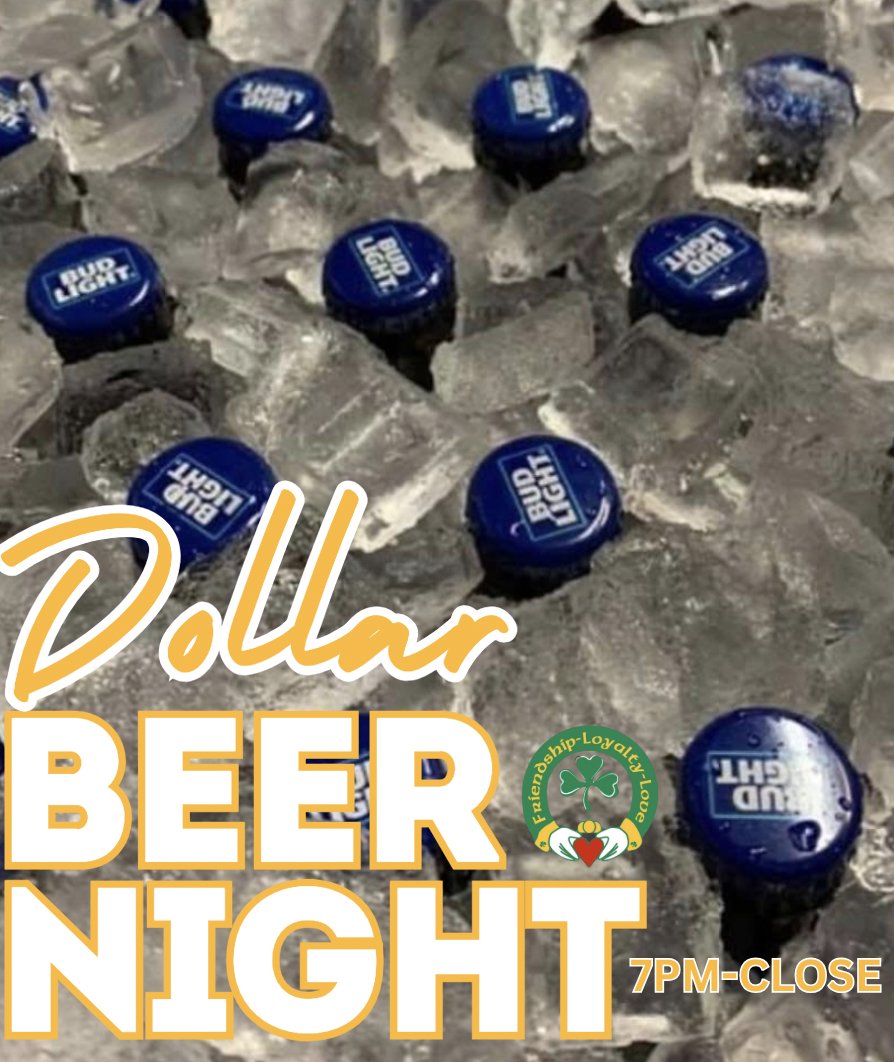 CladdaghB's tweet photo. Sip, sip, hooray! 🍻 
Dollar Bud Light bottles from 7pm ‘til close—cheers to great nights and even better deals! 

#DrinkUp #BudLightNights #CladdaghPub #CantonMD #BaltimorePubs https://t.co/c9KP4Ba2JM