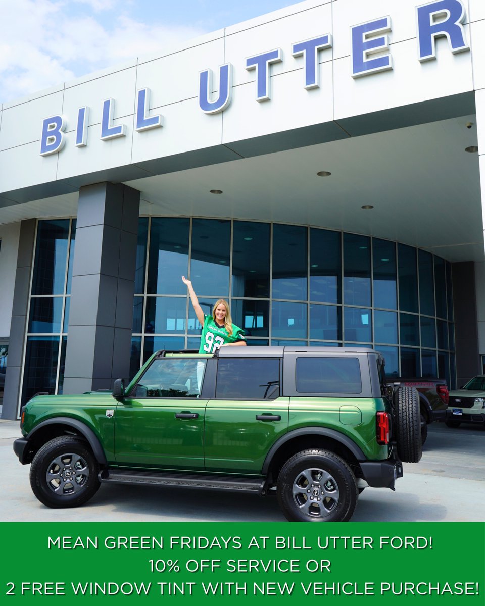 Show your spirit by wearing green to <a href="/billutterford/">Bill Utter Ford</a> on Mean Green Fridays for special offers!

#GMG🟢🦅