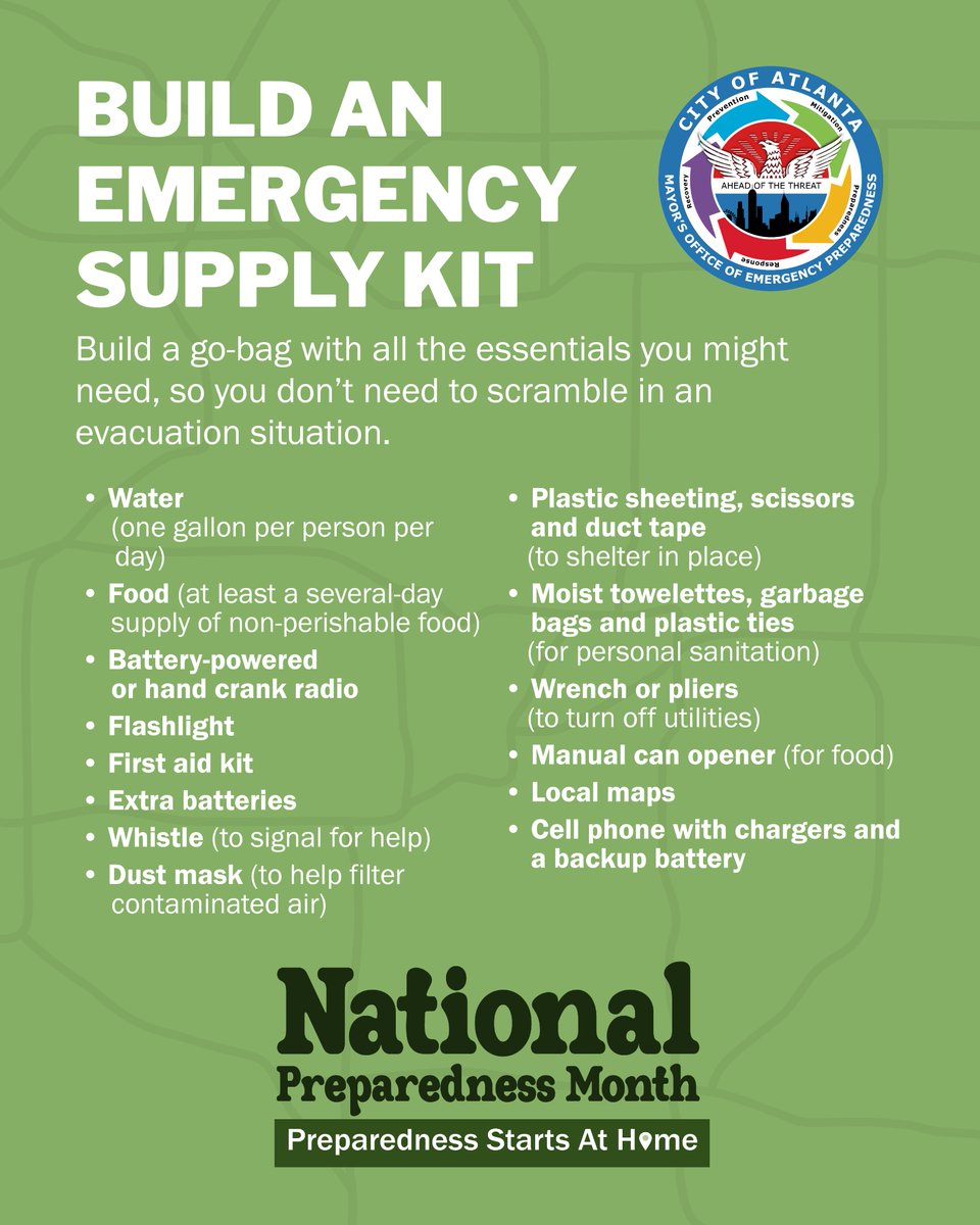 ⚠Being prepared means having your own food, water, and other supplies that can last you several days.

Store items in airtight plastic bags &amp;package your kit into 1or 2 easy-to-carry containers like a duffel bag or plastic bins.🎒

#PreparednessStartsAtHome #NPM2025 #OneSafeCity